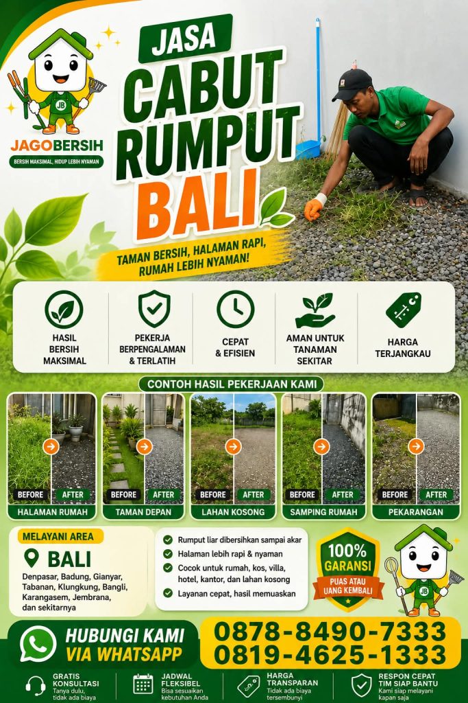 Jasa Cabut Rumput Bali Profesional untuk Halaman Rumah, Villa, dan Properti Lebih Rapi